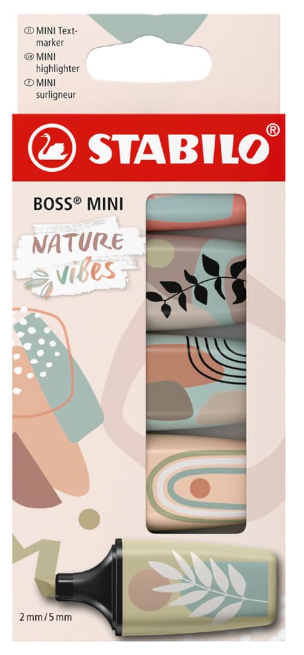 Stabilo Textmarker Boss Mini Naturevibes, 5er Kartonetui