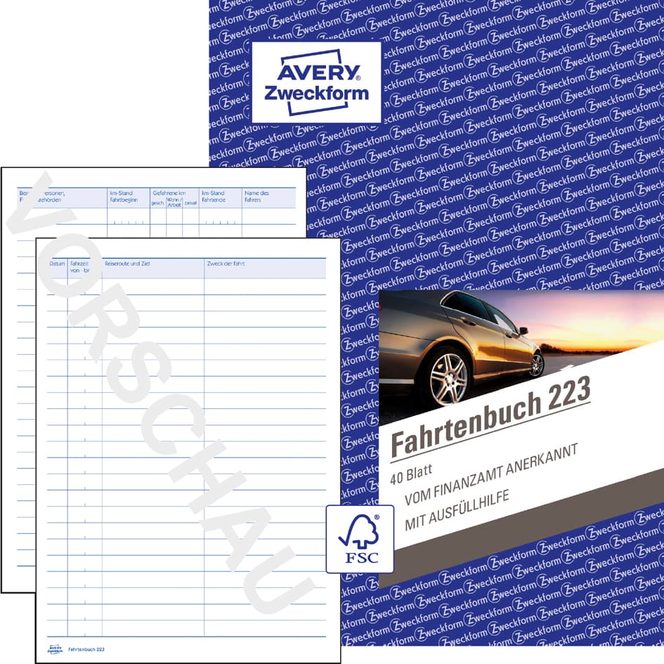 Avery Zweckform Formularbuch , Fahrtenbuch, , A5, 40 Blatt