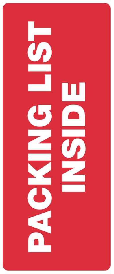 Rillprint Hinweisetiketten , Packing List Inside,