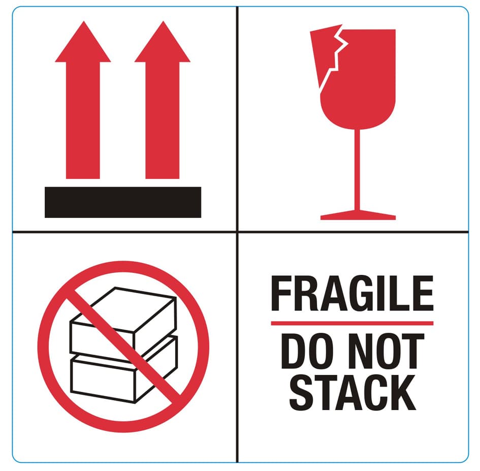 Rillprint Hinweisetiketten , Fragile / Do Not Stack,