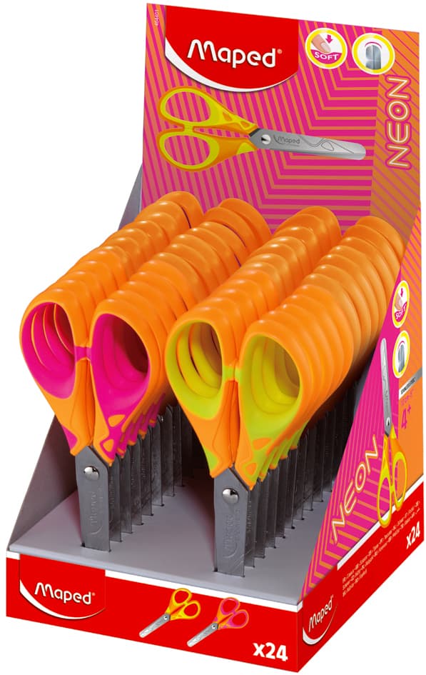 Maped Bastelschere Essentials Soft Neon, 130 Mm, Display