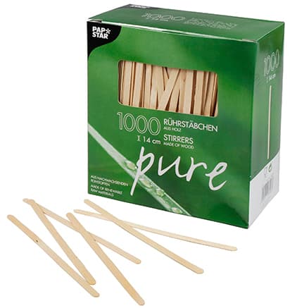 Papstar Holz-Rührstäbchen , Pure, , Länge: 110 Mm