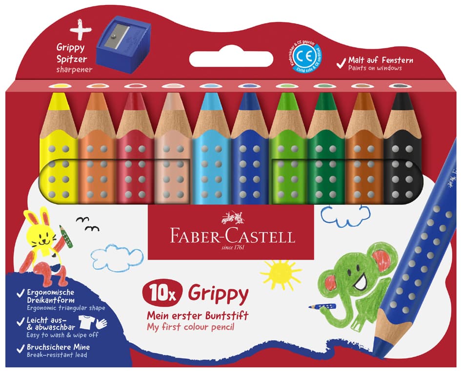 Faber-Castell Dreikant-Buntstift Grippy, 10er Kartonetui