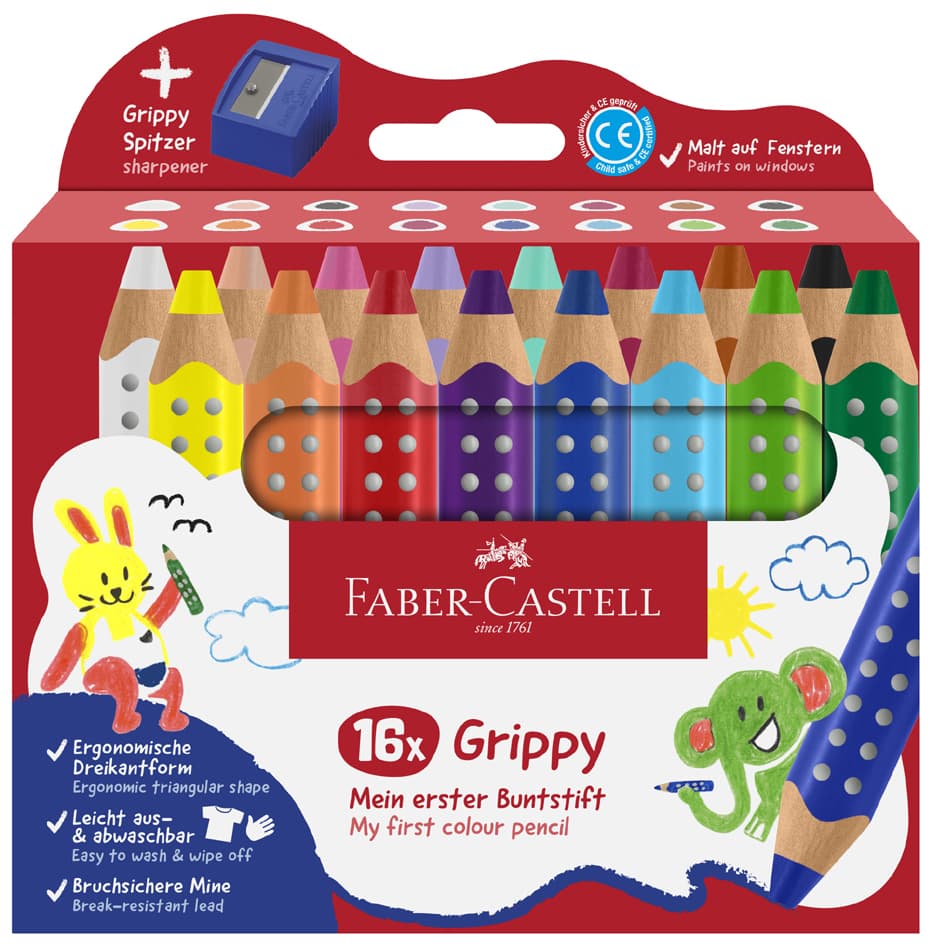 Faber-Castell Dreikant-Buntstift Grippy, 16er Kartonetui
