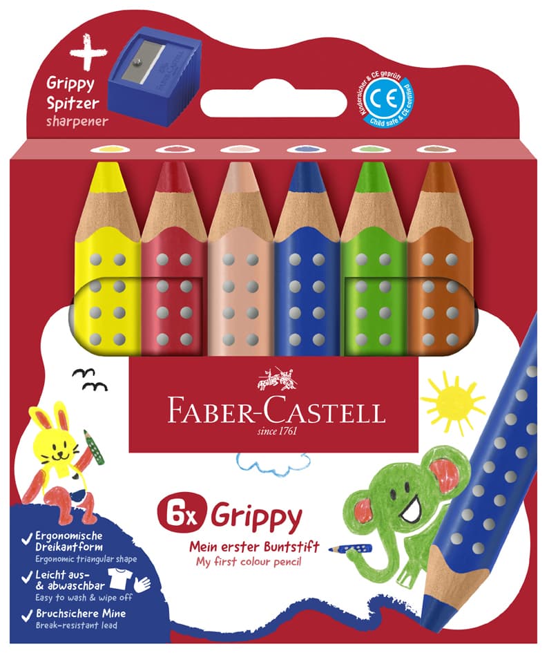 Faber-Castell Dreikant-Buntstift Grippy, 6er Kartonetui