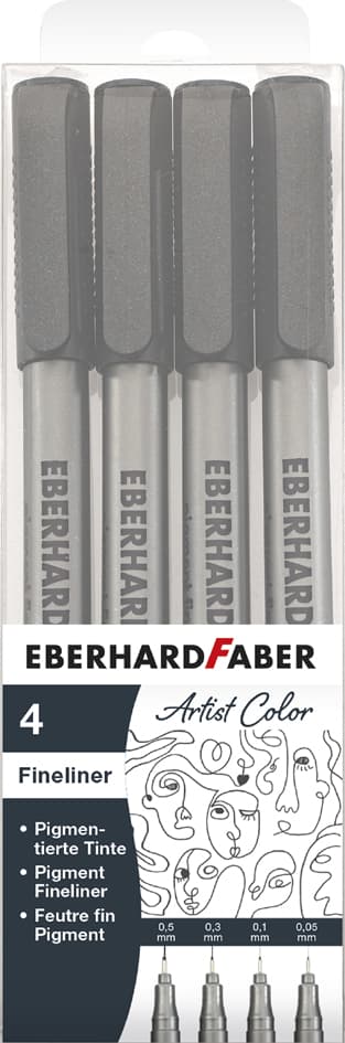 Eberhard Faber Pigmentliner, Schwarz, 4er Etui