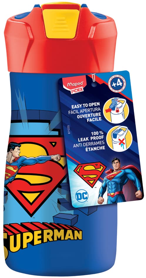 Maped Picnik Trinkflasche Superman, 0,43 L, Blau/Rot