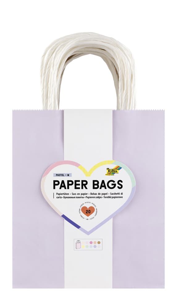 Folia Papier-Tragetaschen Pastell, Größe: M, Farbig Sortiert