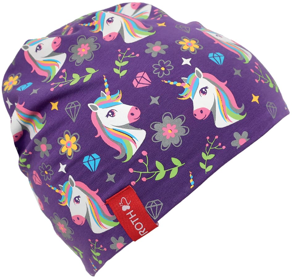 Roth Kinder-Jersey-Mütze Reflactions Fun , Einhorn,