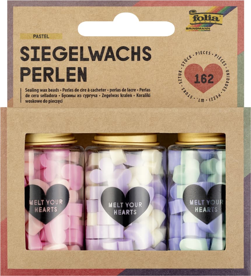 Folia Siegelwachs-Perlen Pastel, 3 Dosen, Farbig Sortiert
