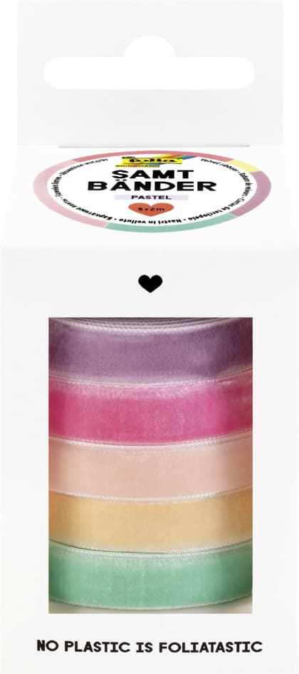 Folia Samtbänder-Set Pastell, Farbig Sortiert