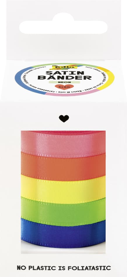 Folia Satinbänder-Set Neon, Farbig Sortiert