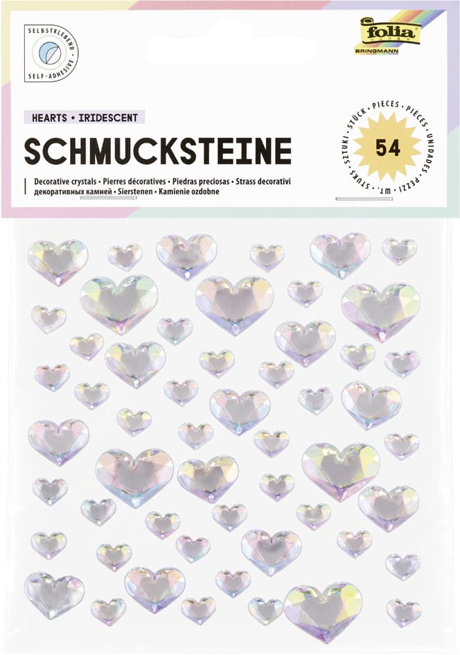 Folia Schmucksteine Hearts Iridescent, Selbstklebend