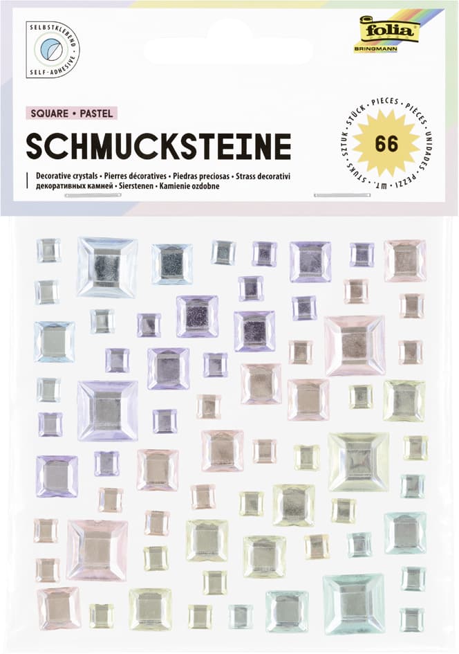 Folia Schmucksteine Square Pastel, Selbstklebend