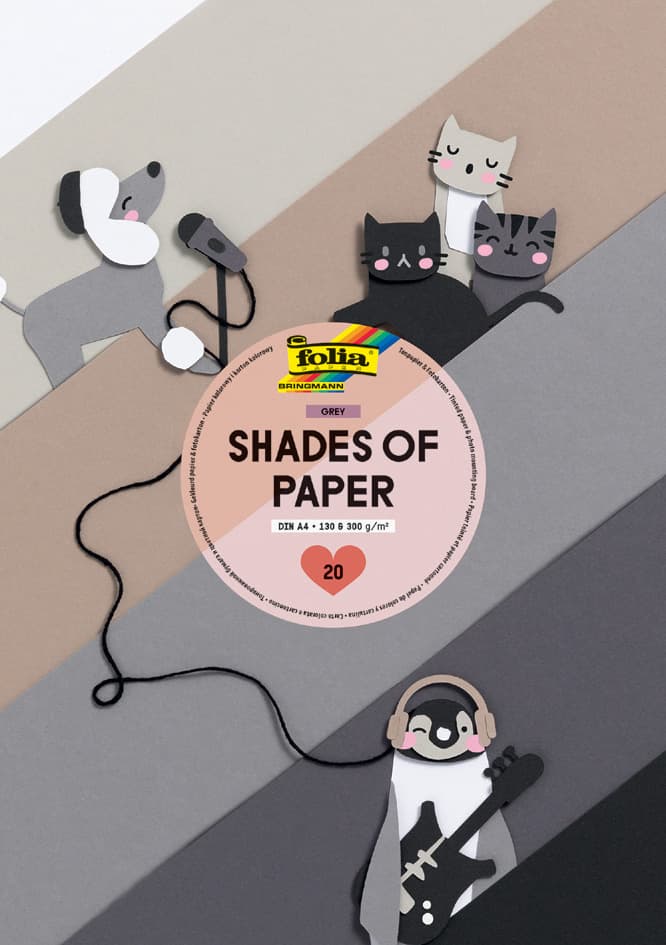 Folia Tonpapier-/Fotokarton-Block , Shades Of Grey, , 20 Blatt