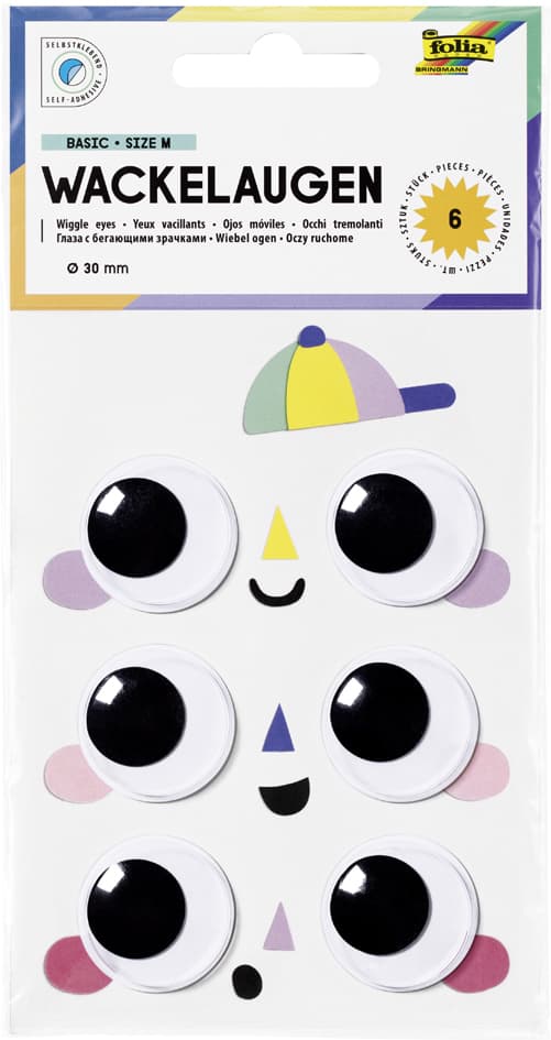 Folia Wackelaugen Basic, Größe M, Selbstklebend