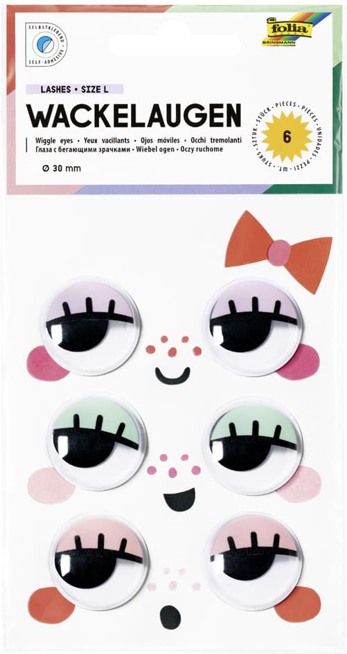 Folia Wackelaugen Lashes, Größe L, Selbstklebend