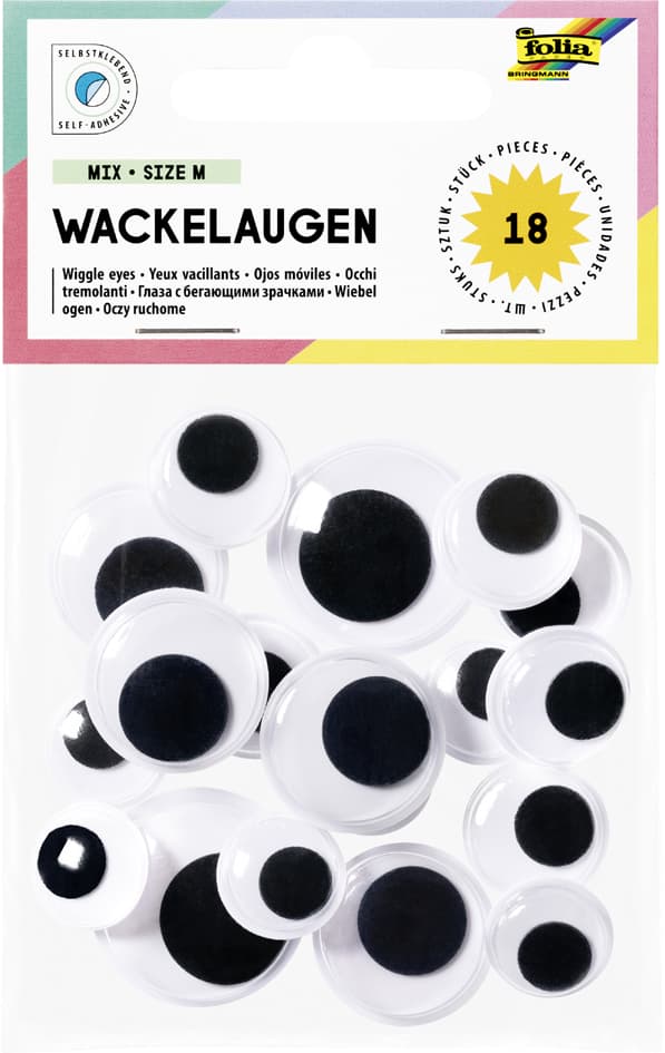 Folia Wackelaugen-Mix, Größe M, Selbstklebend