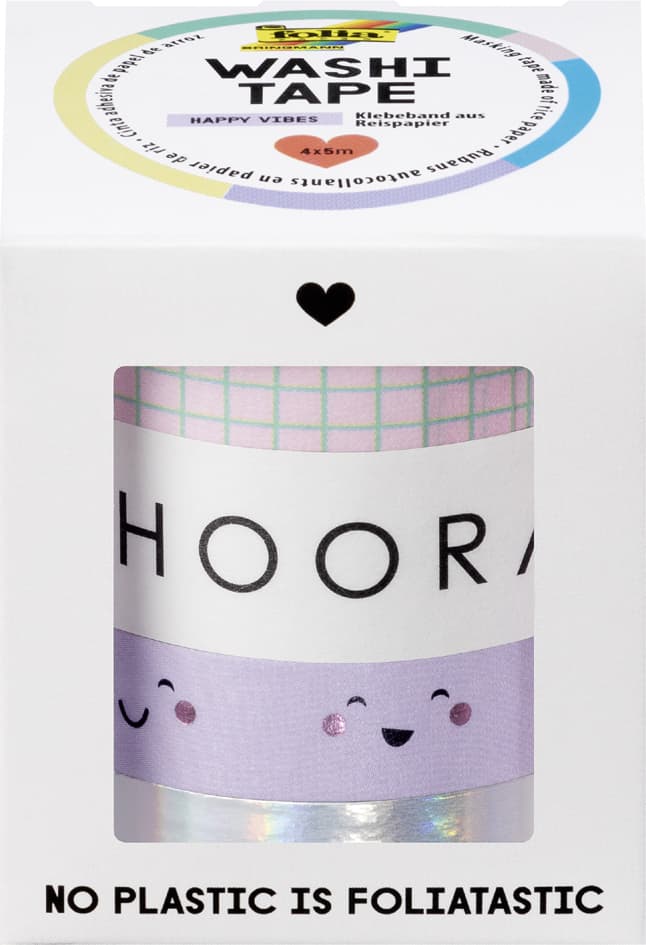 Folia Deko-Klebeband Washi-Tape , Hotfoil Happy Vibes, , 4er