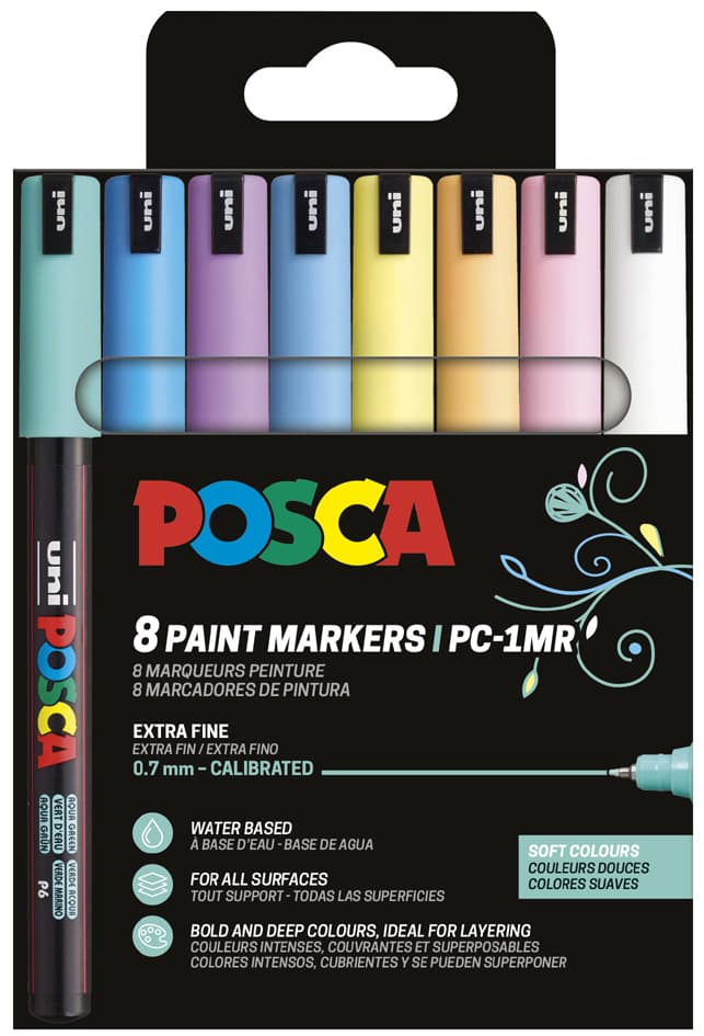 Posca Pigmentmarker Pc-1mr, Softe Farben, 8er Etui