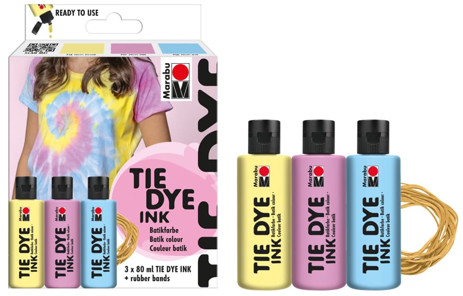 Marabu Batikfarben-Set Tie Dye, 3 X 80 Ml, Trendfarben