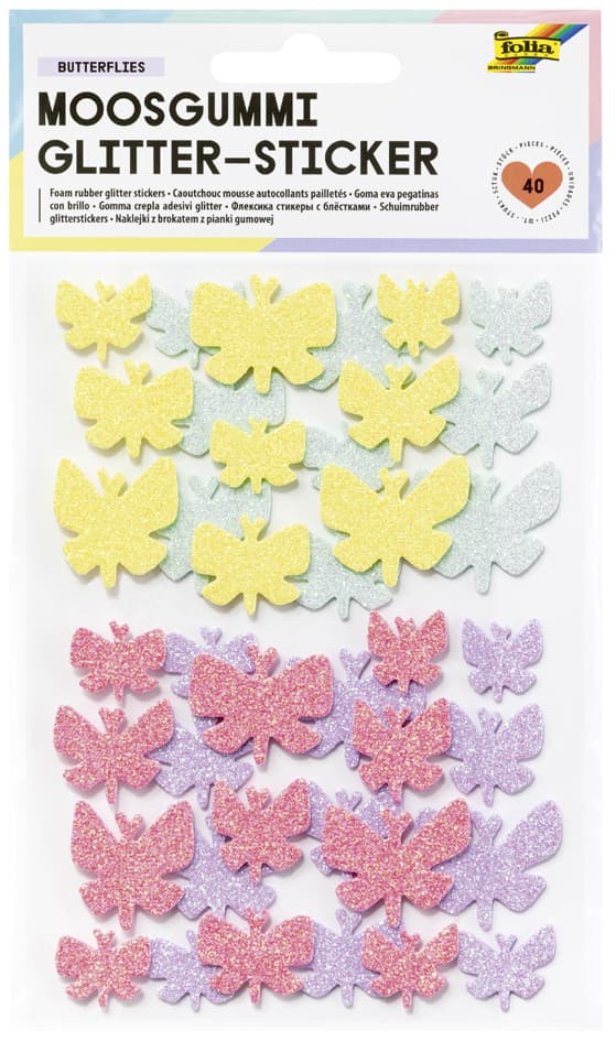 Folia Moosgummi Glitter-Sticker Butterflies