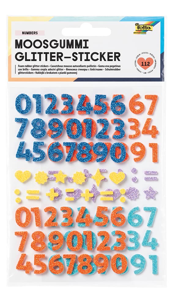 Folia Moosgummi Glitter-Sticker Numbers