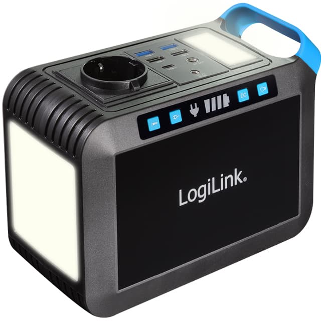 Logilink Mobiles Ladegerät/Powerstation, 200 Watt, Schwarz
