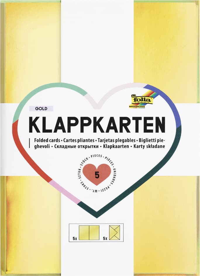 Folia Klappkarten-Set, 105 X 150 Mm, Gold Metallic