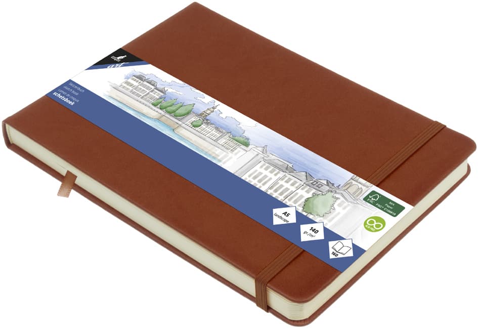 Kangaro Skizzenbuch, 80 Blatt, Din A5 Quer, Cognac