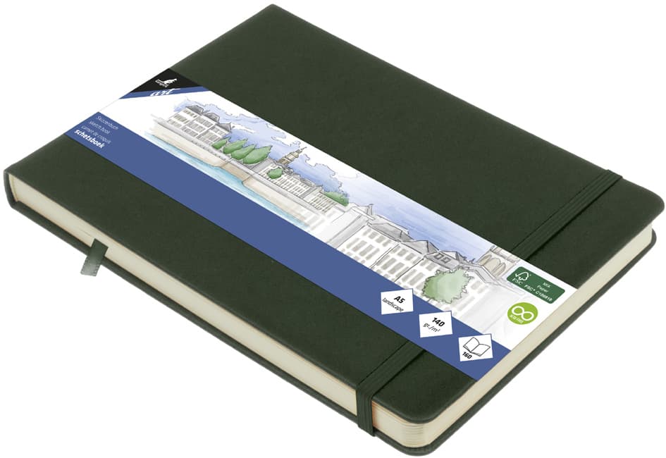 Kangaro Skizzenbuch, 80 Blatt, Din A5 Quer, Forest Green