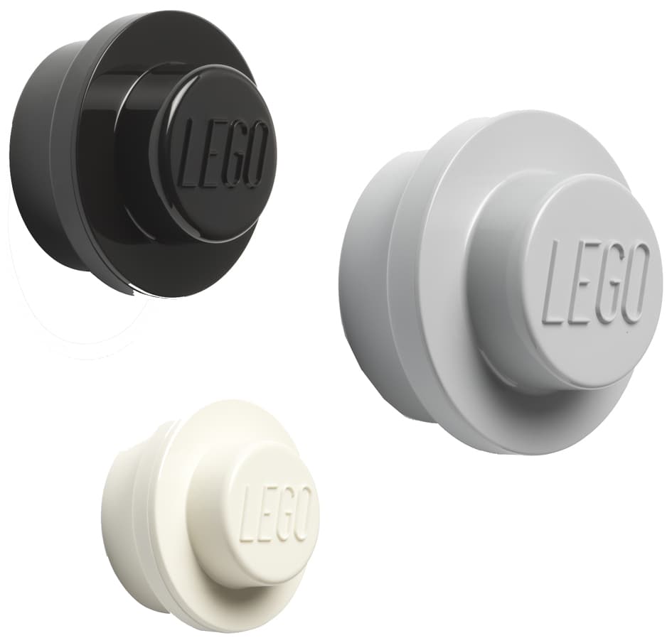 Lego Garderobenhaken-Set Wall Hanger Set, Weiß/Schwarz/Grau