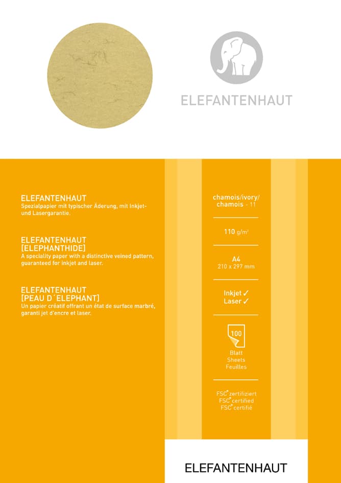 Elefantenhaut Office, Din A4, 190 G/Qm, Chamois