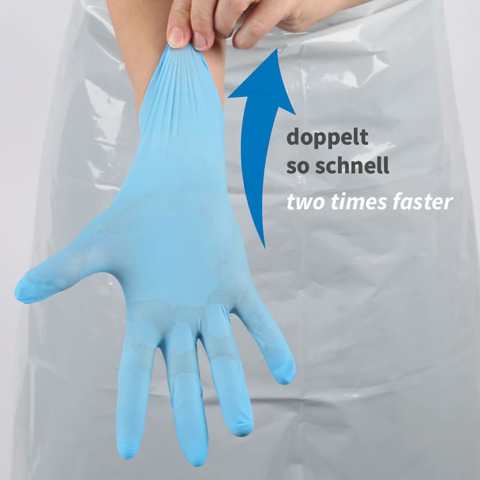 Hygostar Nitril-Handschuh Rapid-On, S, Blau, Puderfrei