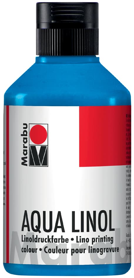 Marabu Aqua-Linoldruckfarbe, Mittelblau, 250 Ml