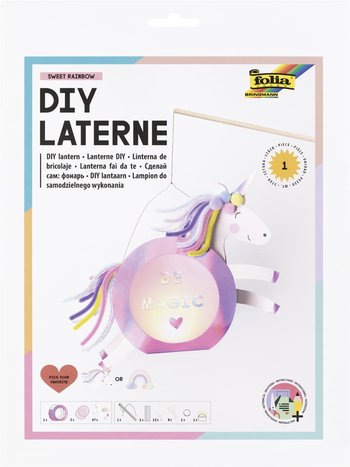 Folia Laternen-Bastelset Sweet Rainbow, Irisierend-Pink