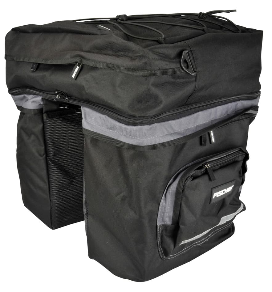 Fischer Fahrrad-Gepäckträgertasche, 3-Fach, Schwarz