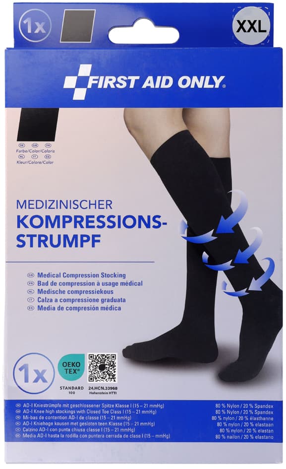 First Aid Only Kompressions-Strumpf, Kniehoch, Xxl, Schwarz