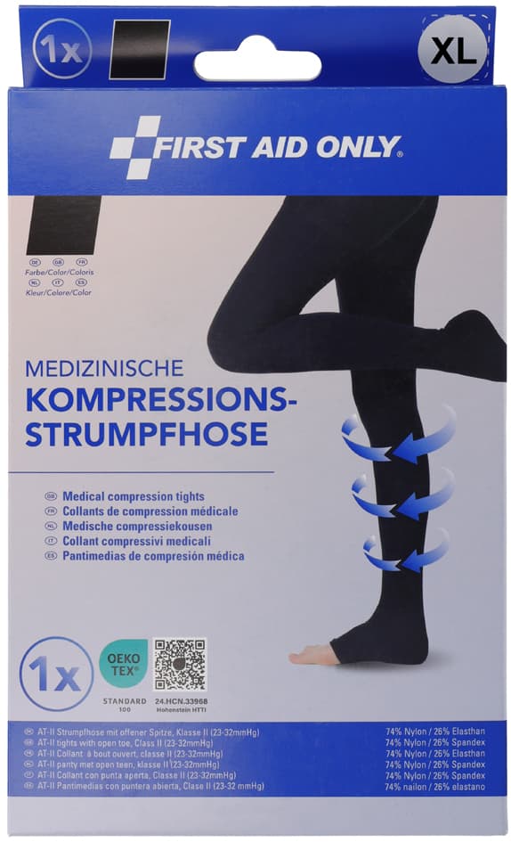 First Aid Only Kompressions-Strumpfhose, Xl, Schwarz