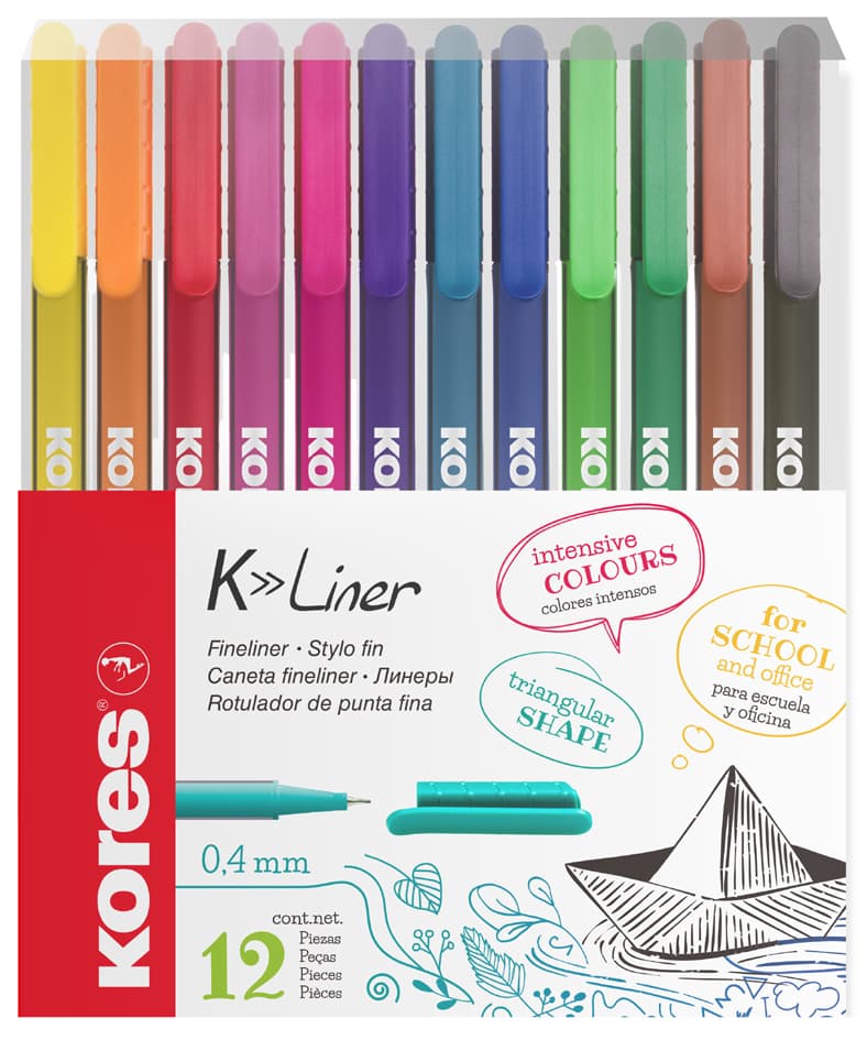 Kores Fineliner , K-Liner, , Strichstärke: 0,4 Mm, 12er Etui