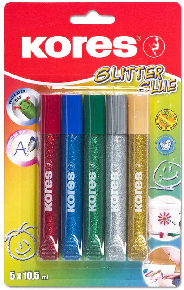 Kores Glitzerkleber , Glitter Glue, , Farbig Sortiert
