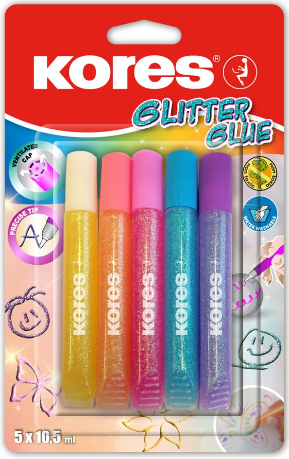 Kores Glitzerkleber , Glitter Glue, , Pastellfarben
