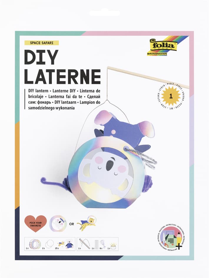 Folia Laternen-Bastelset Space Safari, Metallic-Irisierend