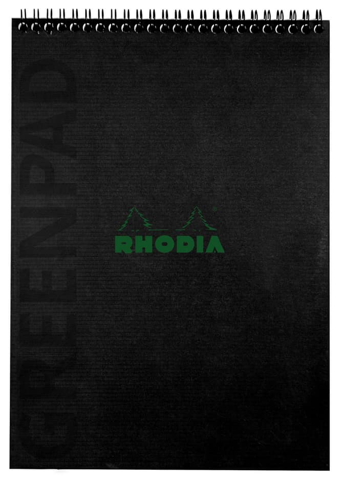 Rhodia Spiralnotizblock Greenpad, Din A4+, Liniert, Schwarz