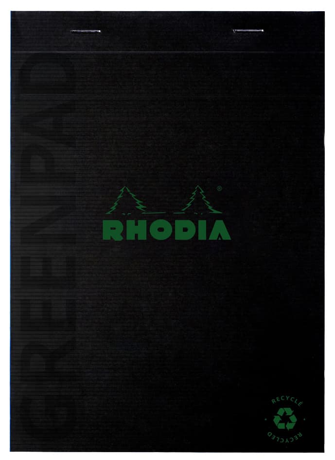 Rhodia Notizblock Greenpad, Din A5, Kariert, Schwarz