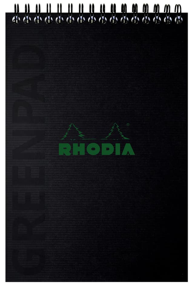 Rhodia Spiralnotizblock Greenpad, Din A5+, Kariert, Schwarz