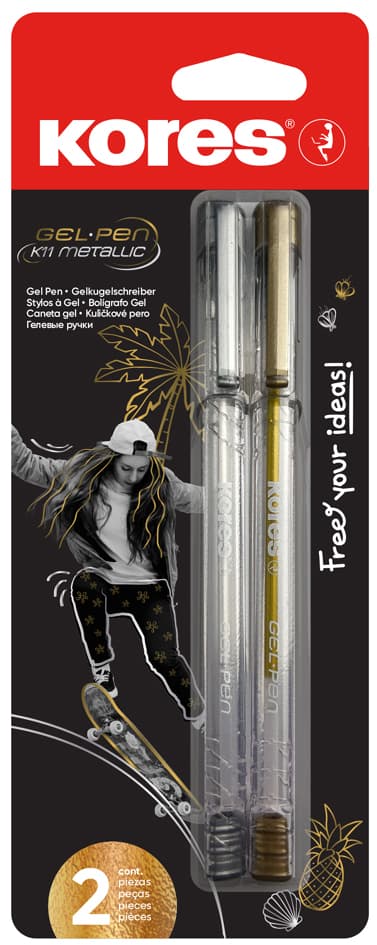 Kores Gel-Tintenroller , K11 Metallic, , 2er Blister