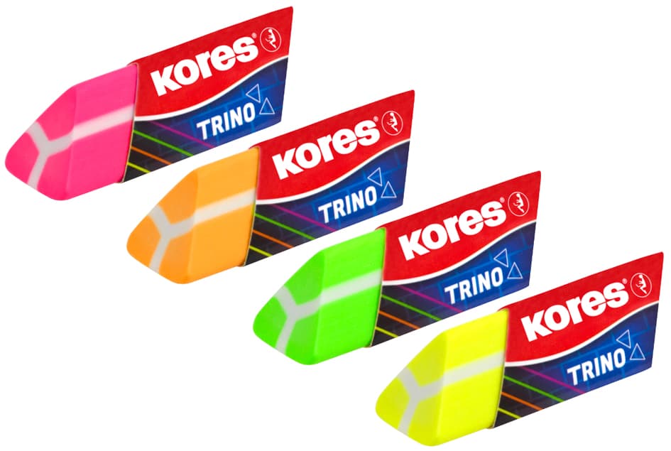 Kores Kunststoff-Radierer , Trino, , Neonfarben