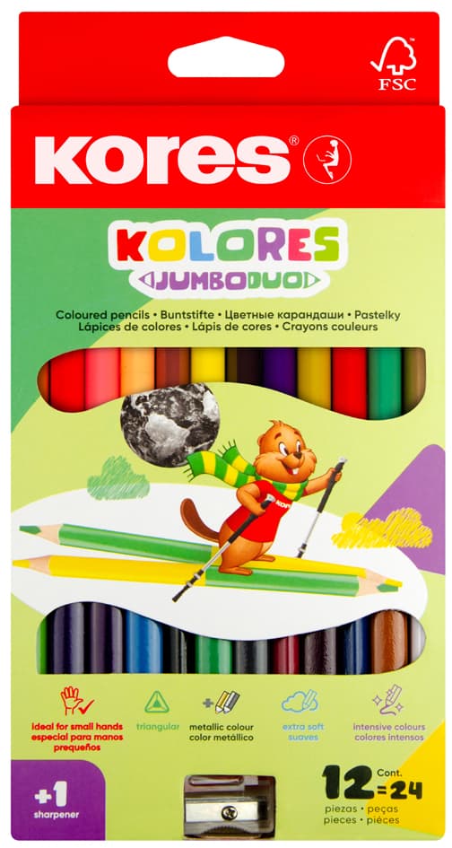 Kores Buntstifte Kolores Jumbo Duo, 12er Karton-Etui