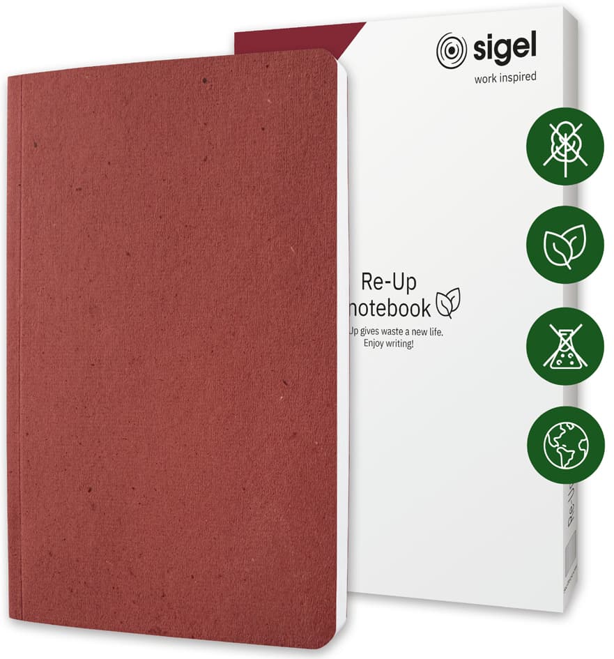 Sigel Notizbuch Re-Up, Din A5, Kariert, Rot
